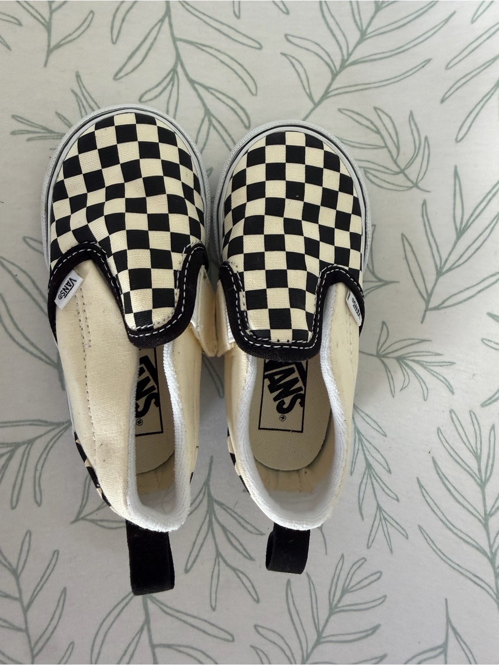 Vans Kids Checkerboard Slip-On Sneakers in Black and White